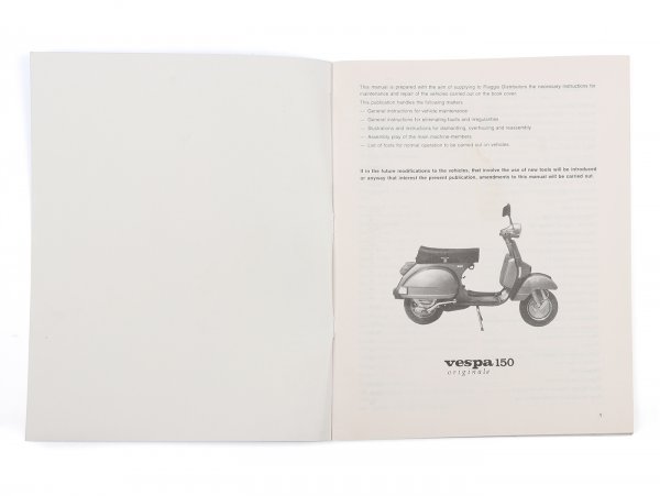 Werkstatthandbuch PIAGGIO Vespa PX125 150 62 Seiten Englisch