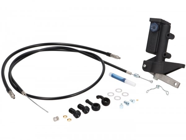 Conversion kit brake master cylinder semi-hydraulic -GRIMECA- Vespa PK, PX, T5 125cc, Cosa - incl. brake master cylinder Ø13mm, brake cable, brake hose Spiegler modular - black