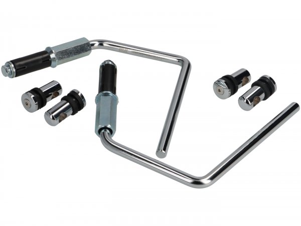 Bracket for flyscreen -MOTO NOSTRA, w=293mm, h=101mm- Vespa GTS, GTS Super, GTS 125-300cc HPE Keyless (2023-)  - chrome