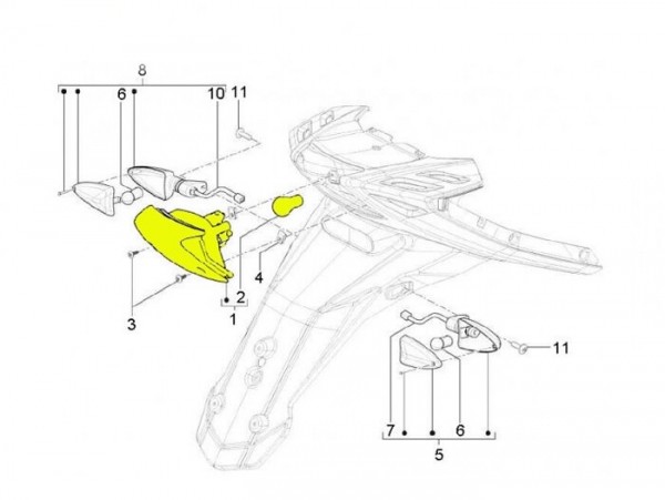 Feu arrière -PIAGGIO- New TPH 50-125 (LBMC501, LBMM701), Aprilia SR Motard 50-125