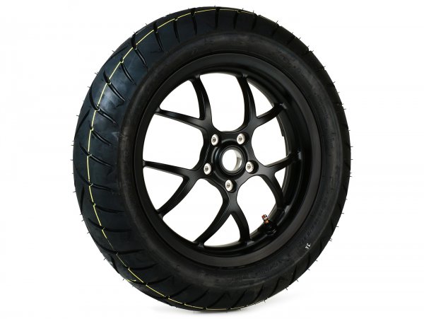 Complete wheel rear -BGM PRO SPORT 13 inch- DUNLOP ScootSmart 2 130/70-13 - Vespa GTS, GTS Super, GTV, Sei Giorni, GT 60, GT, GT L 125-300ccm - mat black